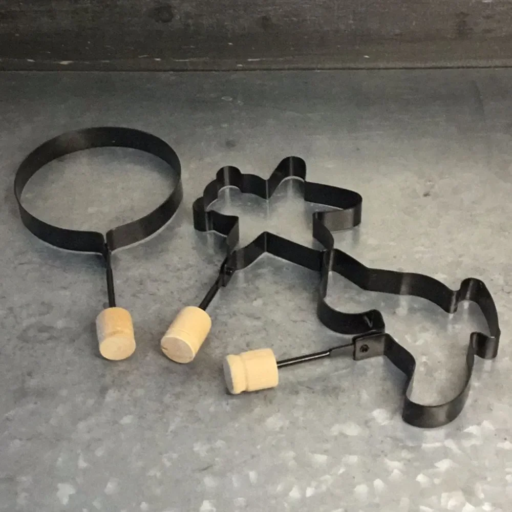 3 farmhouse cookie cutters teddy circle bird reticulated wood metal